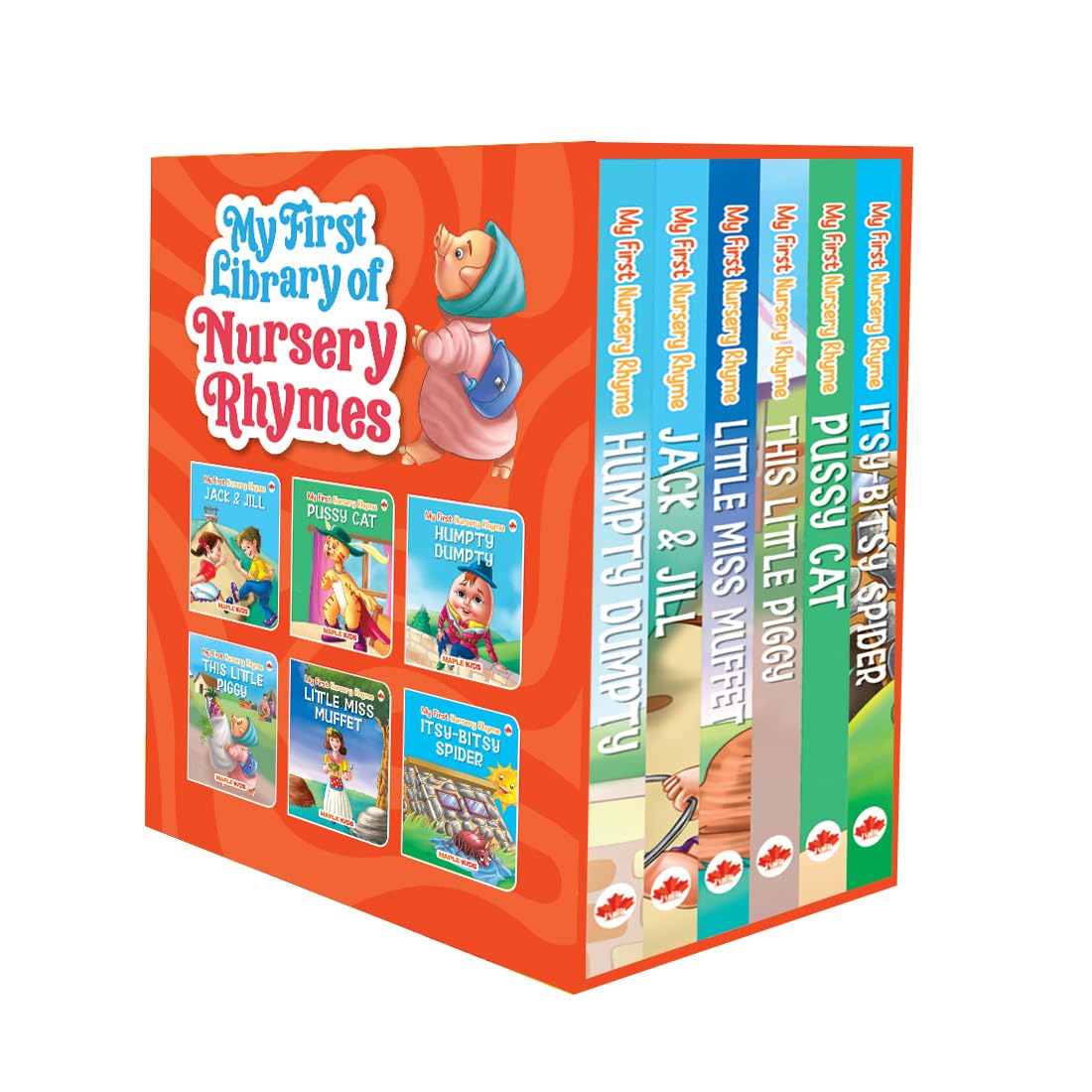 My First Illustrated Library Nursery Rhymes (Set of 6 Books) - Board Books - Jack and Jill, Pussy Cat, Humpty Dumpty, The Little Piggy, Little Miss Muffet, Itsy Bitsy Spider - Age 0-2 Years