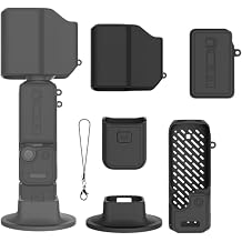 Silicone Case for DJI Osmo Pocket 4P,Lens Screen Protective Case Cover with Desktop Stand Base for DJI Osmo Pocket 4 Pro Black