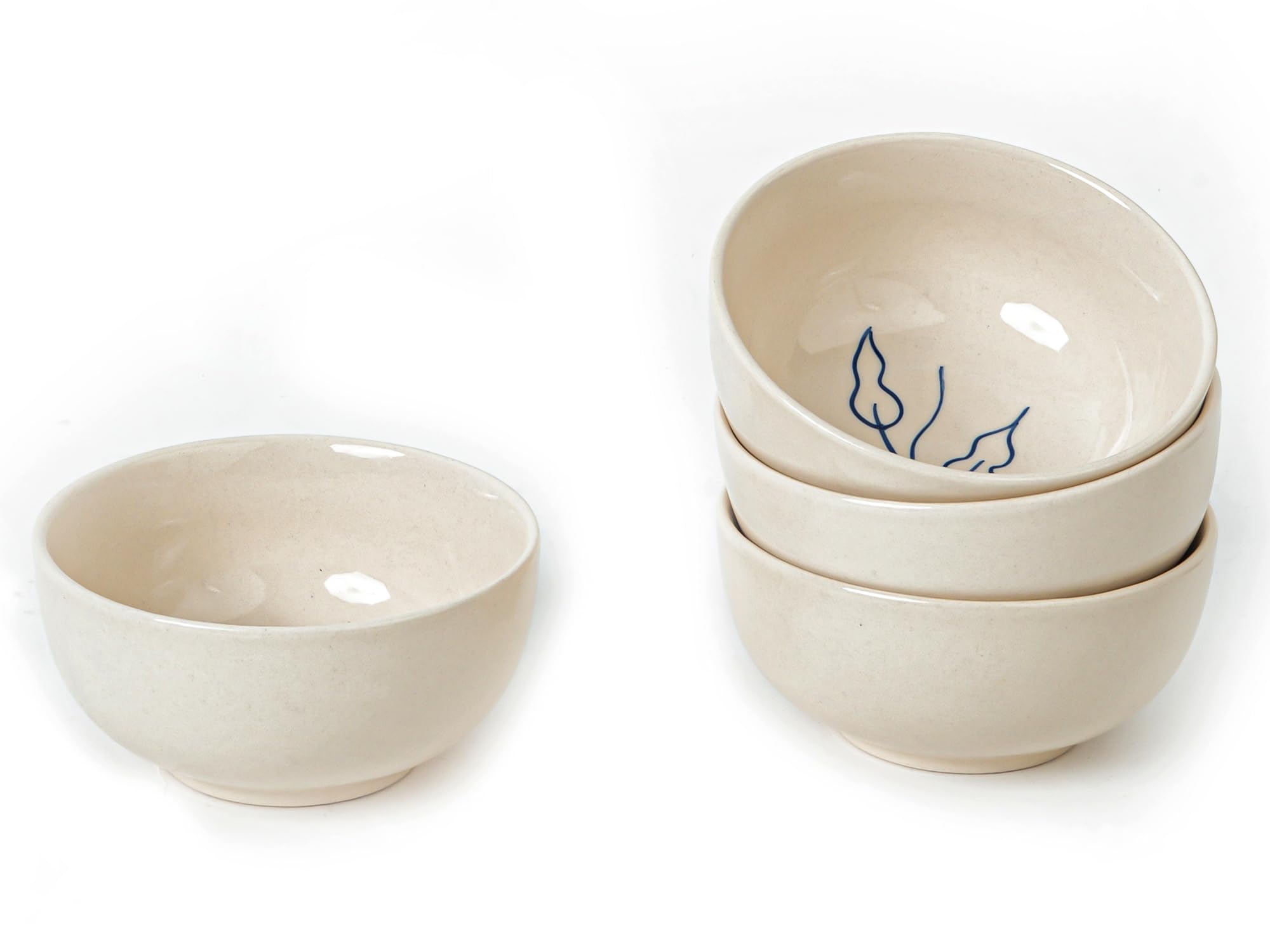 Bodhi House Ceramic Bowl Set - 4 Piece, Feather White -1