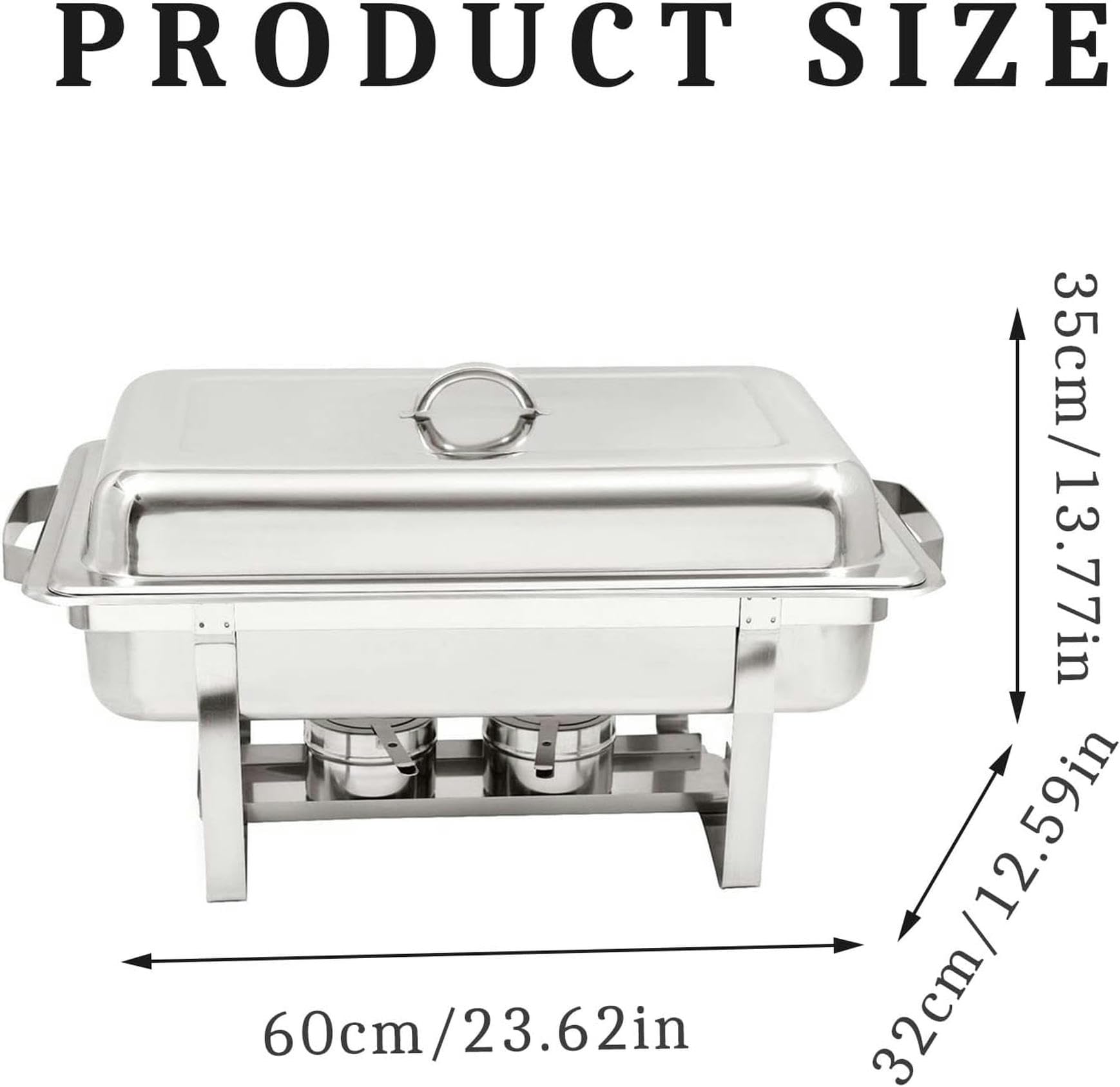 Chafing Dish commerciale da 9 litri, scaldavivande in acciaio inox per buffet con teglia per alimenti, teglia per l'acqua, coperchio, telaio e contenitore per combustibile, per cucina, feste, cene, bu