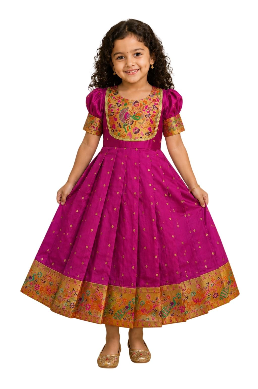 My Lil Princess Paithani Round Dress for Girls-picture-22