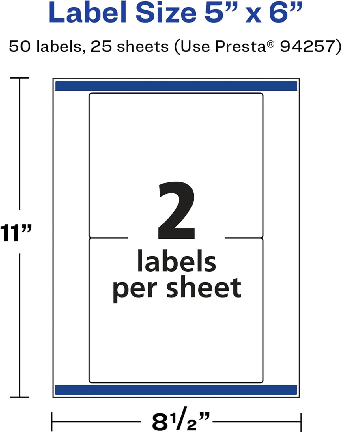 Avery Glossy White Rectangle Labels, Sure Feed Technology, 5" x 6", 50 Glossy White Labels, Permanent Adhesive, Laser/Inkjet Printable
