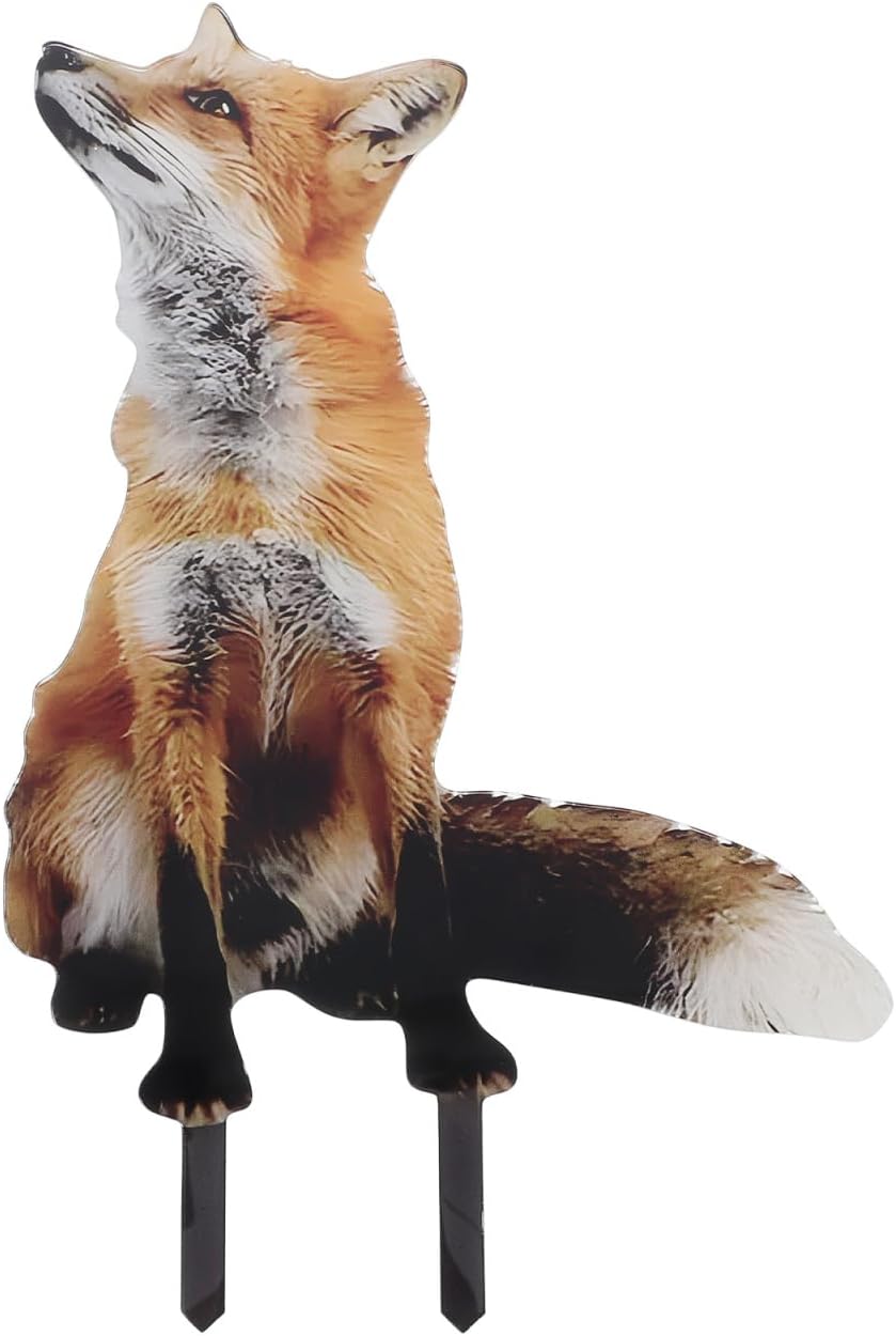Totority Fox Lawn Sign - Acrylic Garden Stake for Outdoor Yard and Patio Decoration Cute Fox Figurine for Natural Wildlife Theme Easy Installation