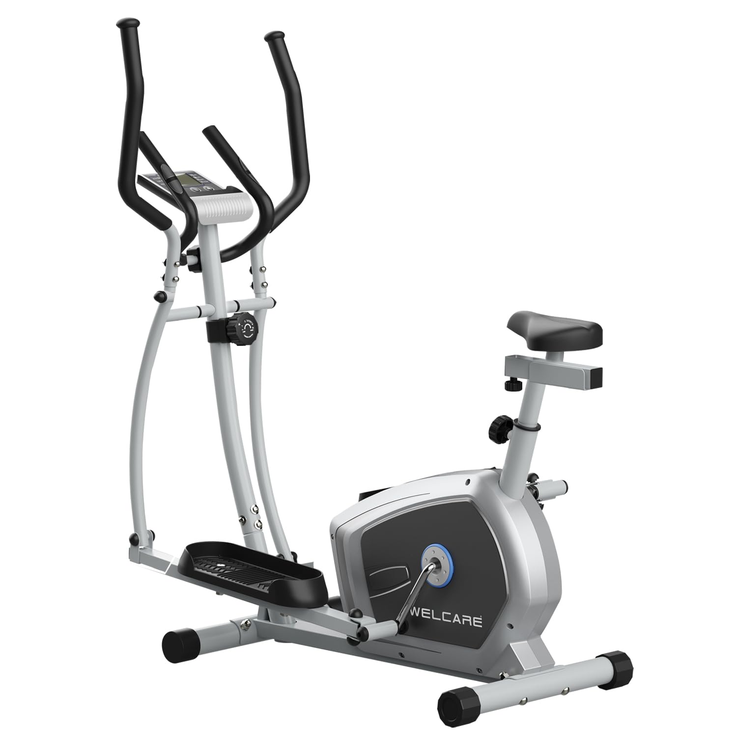 Welcare WC6044 Elliptical Cross Trainer for Home use with Adjustable seat, Free Diet Plan,Hand Pulse Sensor, Anti Slip Pedal, LCD Monitor, Adjustable Resistance Magnetic Exercise Cycle for Home Gym