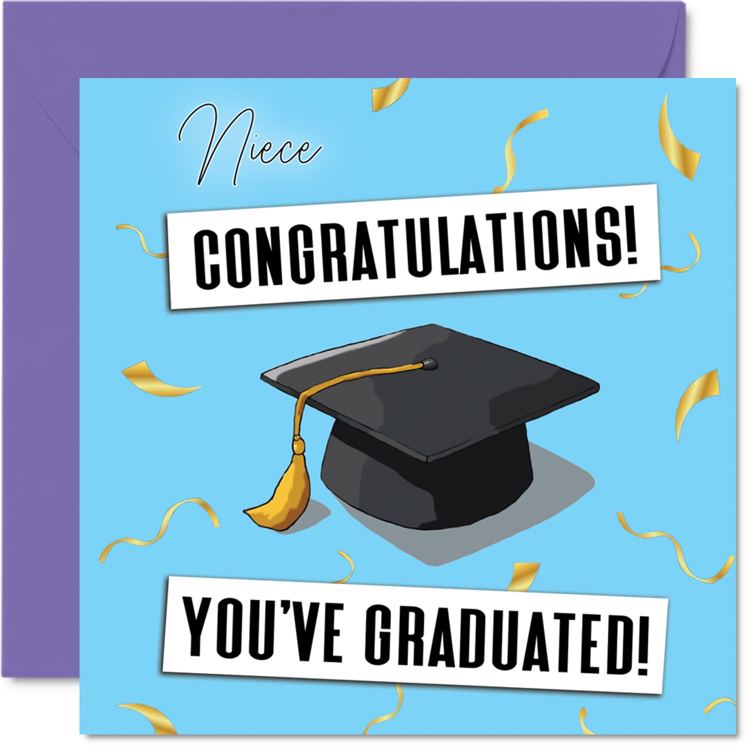 Niece Graduation Card - Congratulations Graduated - Happy Graduation Card for Niece from Auntie Uncle, 145mm Congratulations Graduated Bday Greeting Cards