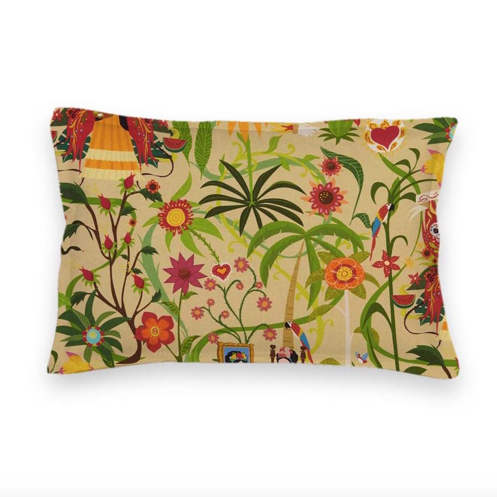Kt KILOtissu tkanina lniana druk cyfrowy Half Panama 100% bawełna organiczna certyfikat Öko-Tex Standard 100, 100 cm długości x 280 cm szerokości | Frida - beżowy - 1 metr