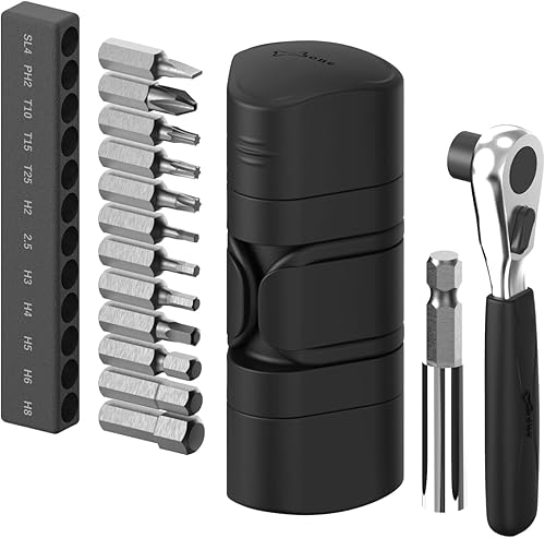 BONE - Kit de herramientas portátiles para bicicleta, 12 en 1, mini cápsula de reparación de bicicletas, bolsa de silicona resistente a arañazos e