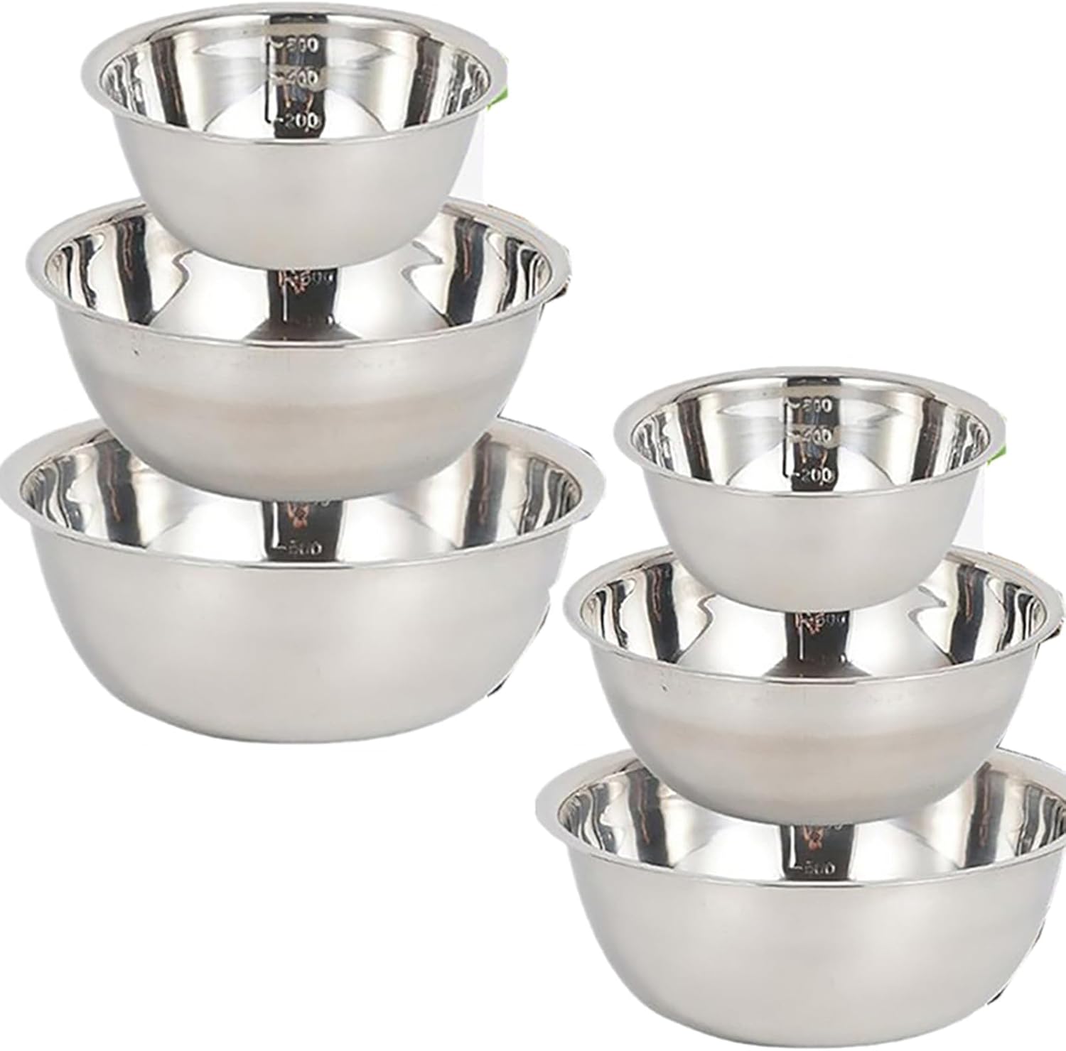 YIWULA Stainless Steel Mixing Bowl Set of 6 Bowls,Nesting