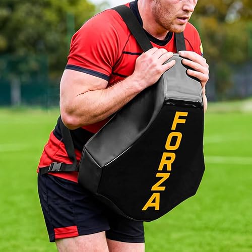 FORZA Body Rugby Tackle Pad – Hands-Free Rugby Training Shield with High-Density Foam & Weatherproof PVC Cover – Senior Contact Drill Pad, 60 x 52 x 10cm (Black)
