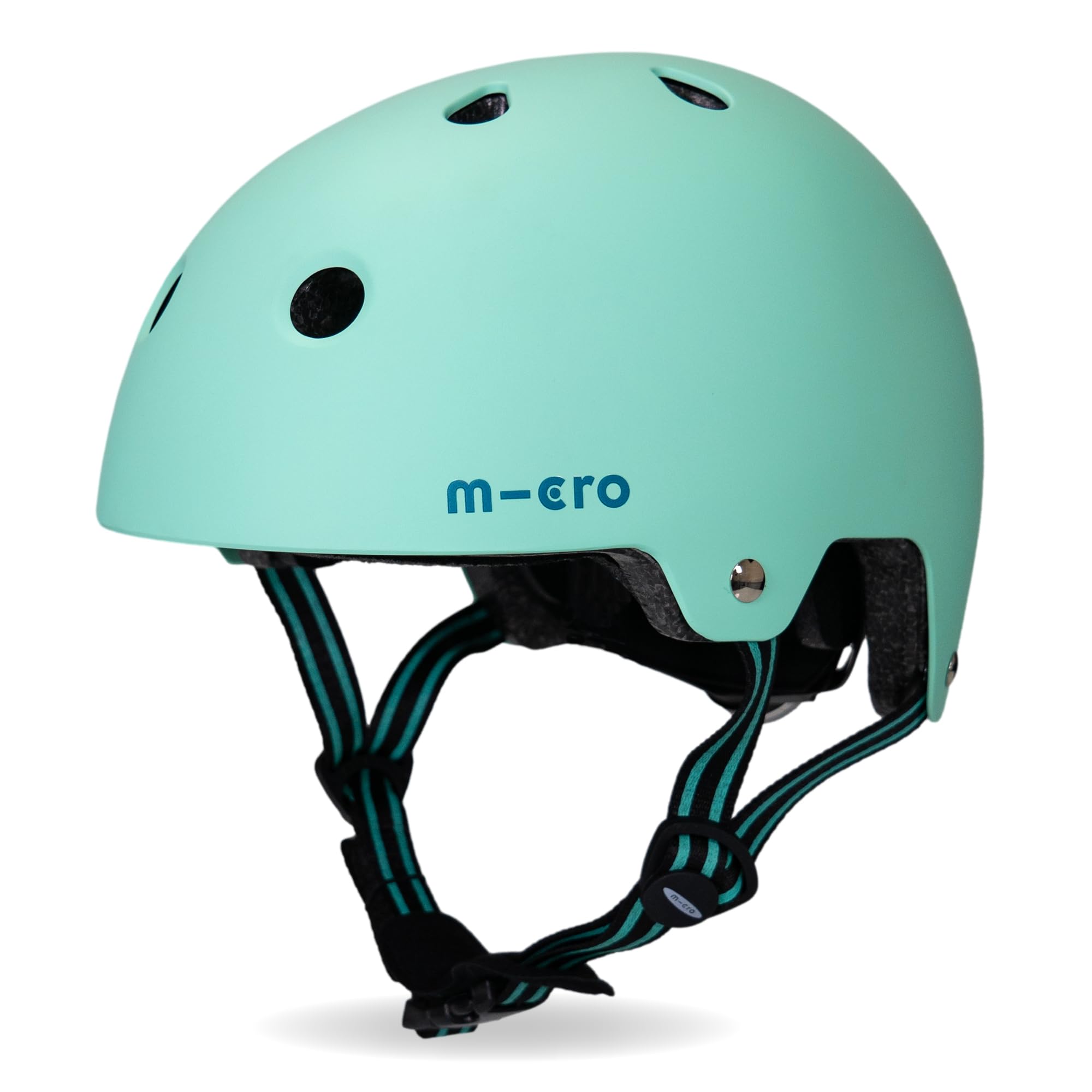 Micro Scooter | Bike/Scooter Eco Deluxe Kids Helmet | Kids Bike Accessories | LED Rear Light | Protective Chin Strap | Inner Padding | Adjustable Strap & Sizing Wheel | Small (48-54cm) | Eco Matt Mint