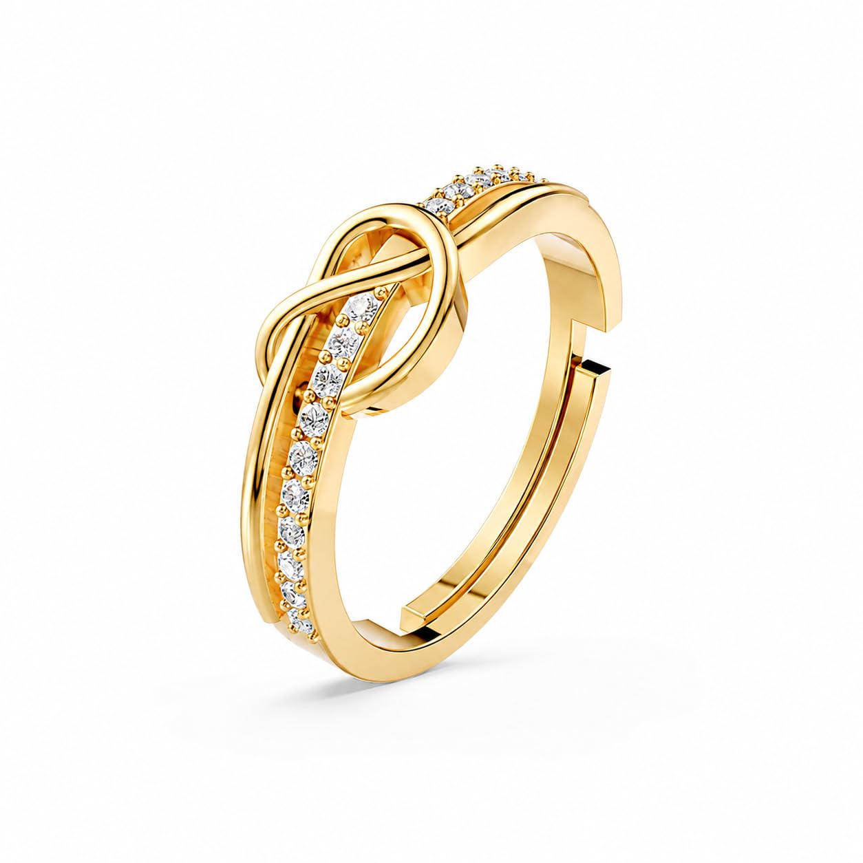 925 Sterling Silver 24K Gold Plated Knot Design Promise Ring for Women with Cubic Zirconia – Adjustable Elegant Jewelry for Wedding, Anniversary & Valentine’s Day Gift-image-35