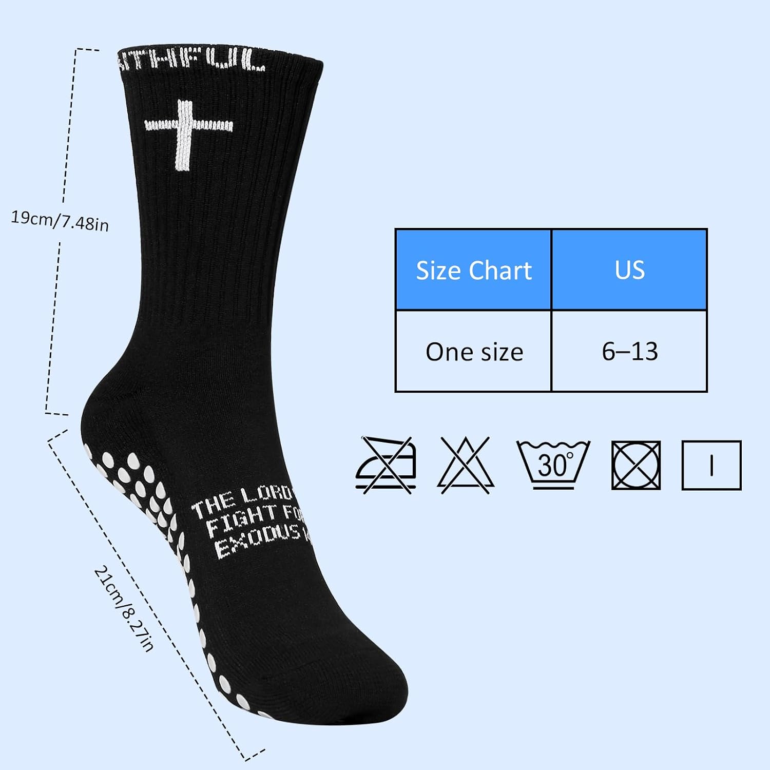 Men's Grip Soccer Socks, Non-Slip Christian Socks with Inspirational Words, Meaningful Gift for Dad, Husband, Easter