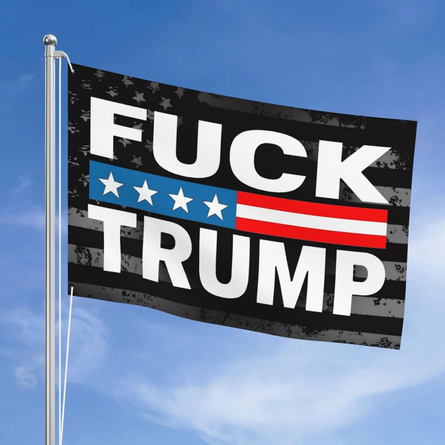 Fuck Trump Double Sided 4X6 Feet Flag - Vivid Color - Fade Resistant - Outdoor Banner with Grommets