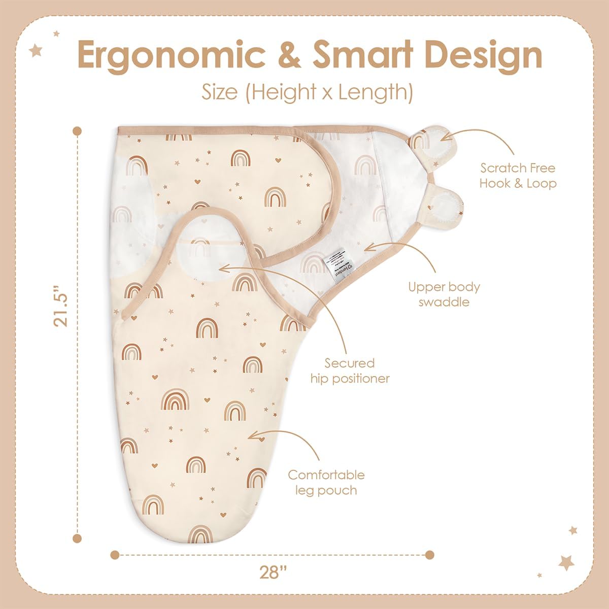 Baby Swaddle Blanket, 0-3 Months, Cotton Arm-in Sleep Sack, Wearable Blankets Wrap for Newborn Infant image 2
