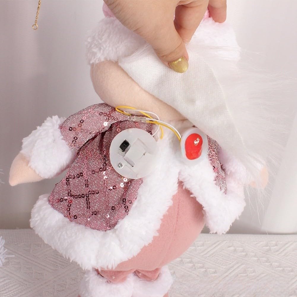 Décoration de Noël lumineuse rose en peluche extensible - Bonhomme de neige - Décoration à suspendre - Figurine de renne souple et lumineuse (figurine de vieil homme)