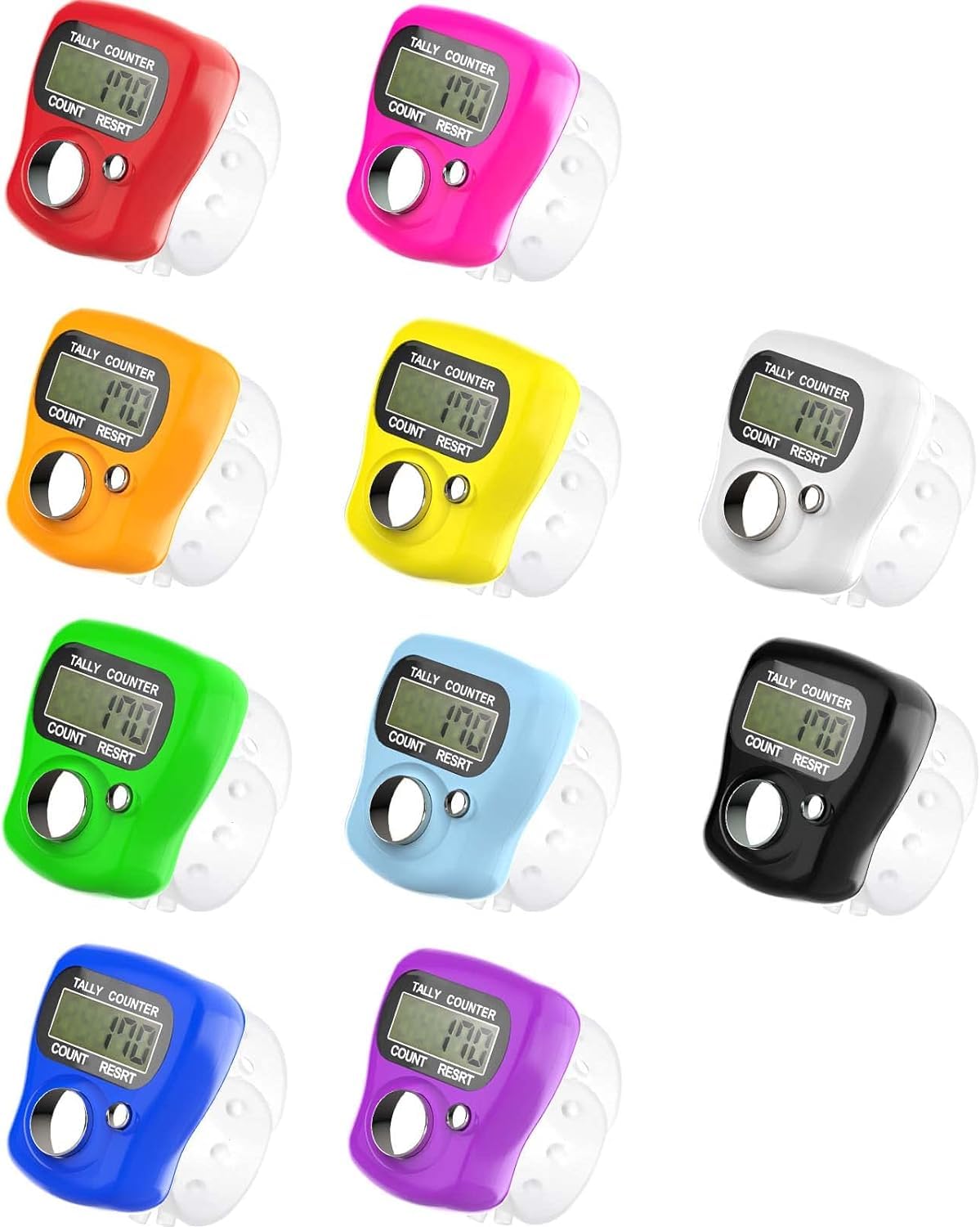 10 x Tally Counter Counting, Binky Convenient Electronic Row Counter Finger Ring Tally Counter Case Resettable 5 Golf Digit Stitch Marker Mini LCD Display Finger Counter Hand Tally Timer (B06XF2QKN2) Amazon Price History, Amazon Price Tracker