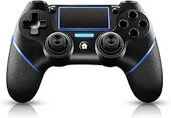 Controle Sem Fio PS4 para PlayStation 4/Pro/Slim/PC Laptop, Joypad Profissional PS4, Painel de Toque com Vibração Dupla, Modo Instantâneo para Compartilhar Joystick (Azul)