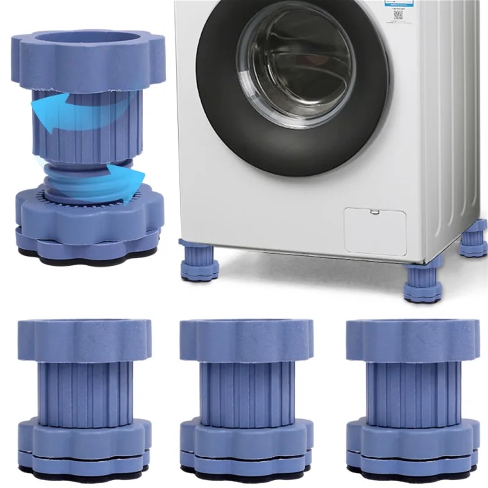 Almohadillas universales for los pies de la lavadora, altura ajustable, Base antivibración for refrigerador, soportes soporte antideslizantes fijos, 4 Uds para lavadora