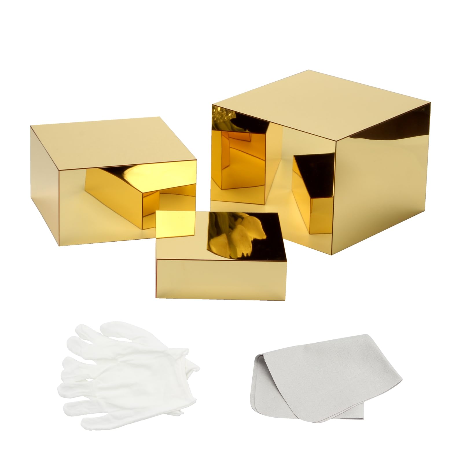 Rehausseurs acrylique doré miroir haut de gamme pour buffet de mariage et joaillerie