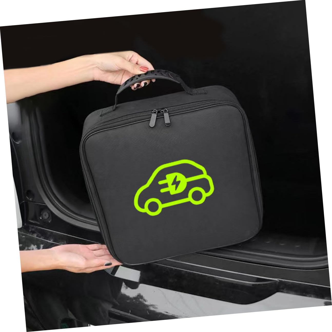 Bolsa para Cables de Carga de Vehículos Eléctricos Resistente al Agua y Ignífuga Soporte Cuadrado de Almacenamiento Portátil para Cables y Adaptadores Organizador Práctico para