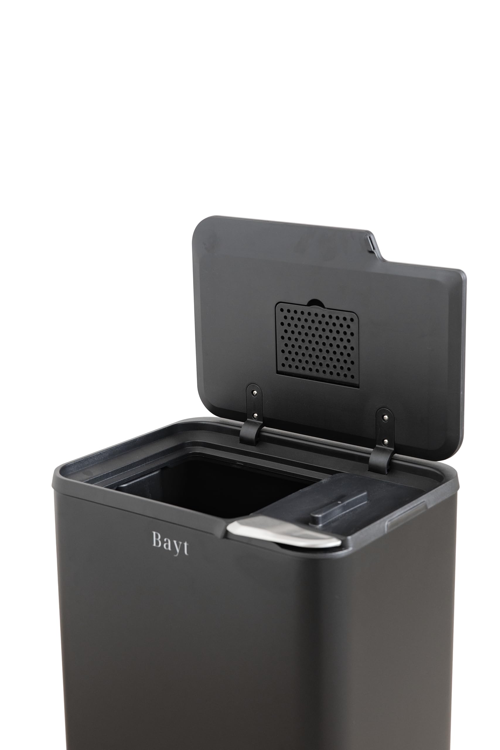 Bayt Poubelle De Tri Sélectif 60 L Pour La Cuisine - Poubelles De Cuisine À Double Bac De 60 Litres Pour Le Tri Des Déchets | Poubelle Verticale En Acier Inoxydable Noir Mat