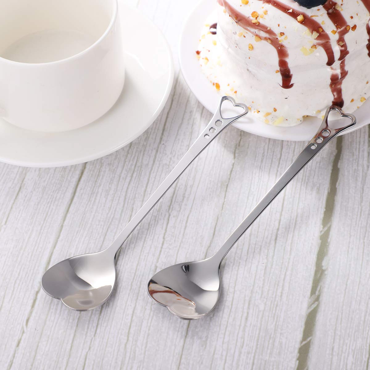 Cucchiaini Da Caffè In Acciaio Inox Con Manico A Cuore – Set Da 2 Pezzi In Confezione Regalo – Perfetti Per Bomboniere