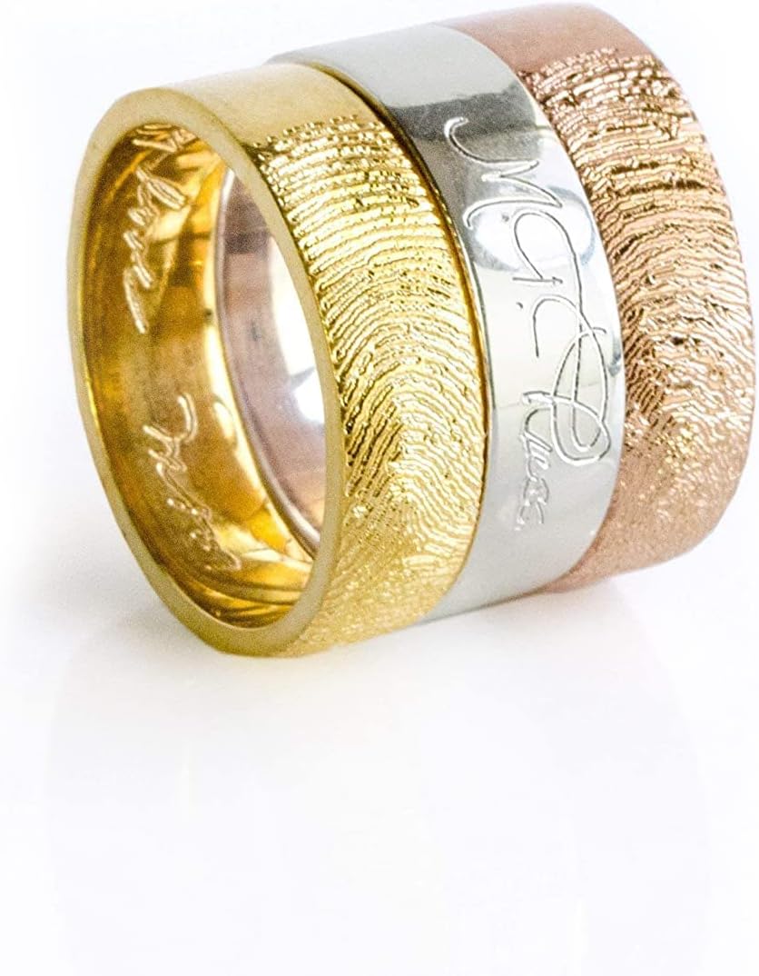 Custom handwriting engraved ring with actual signature or message