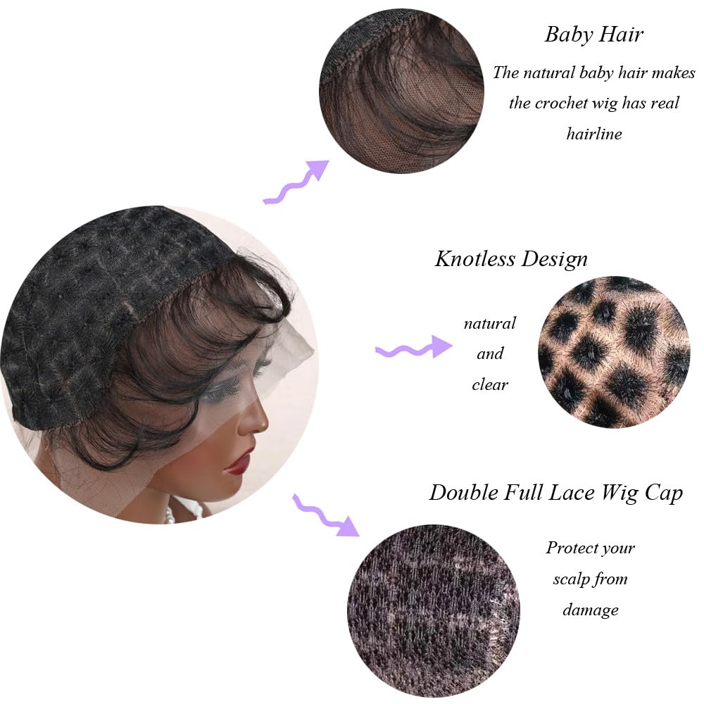 Crochet Cap for Hair Braided Full Lace Wig Caps with Baby Hair Lace Front Braided Wig Cap with natural knots Glueless Crochet Wig Caps for Black Women 113 knot - Image 2