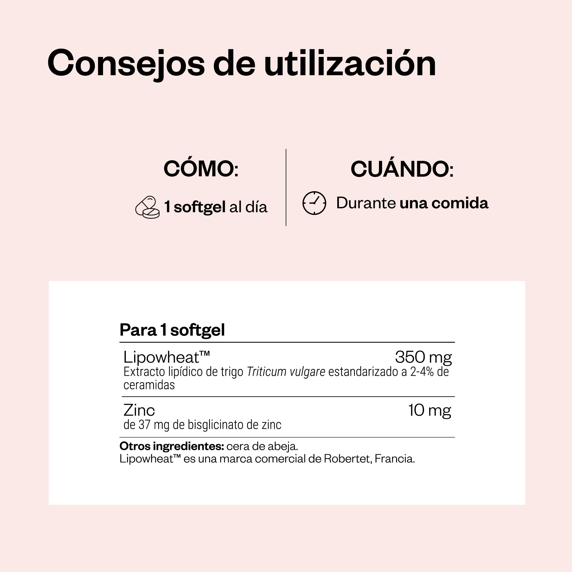 Ceramidas de la piel - Luminosidad, hidratación y elasticidad - SuperSmart | Lipowheat - Ayuda a mejorar el estado general de la piel - Incluye zinc que optimiza la salud de la piel