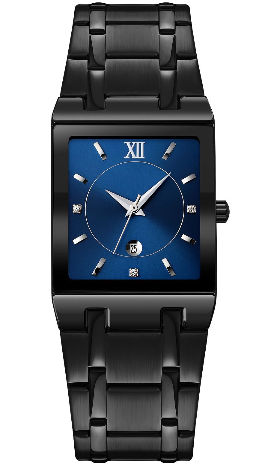 ReginaldReginald Fashion Square Watches for Men Date Waterproof Analog Quartz Watch Stainless Steel Fashion Business Casual Wristwatch