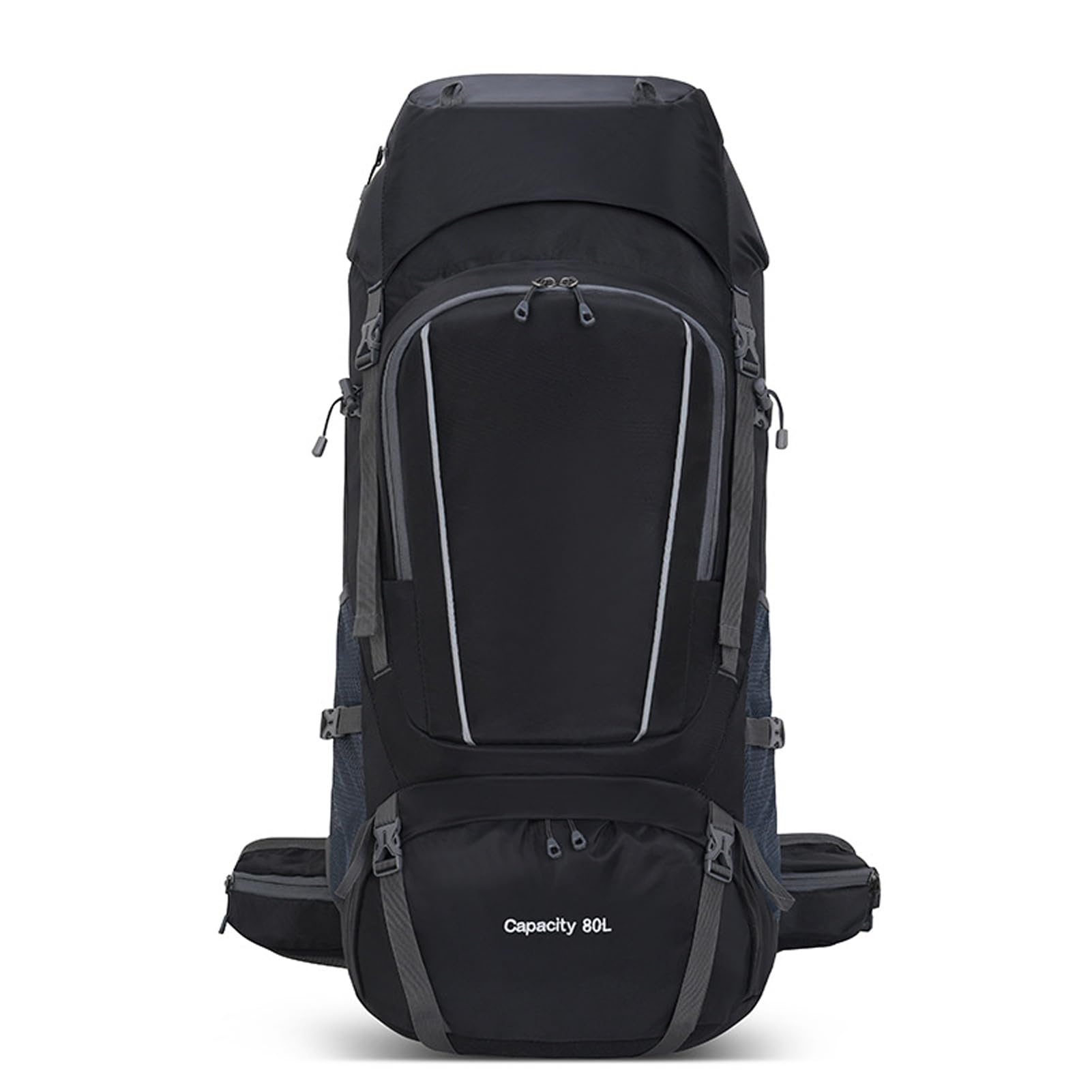 SOUUXIU 80L Hiking Backpack Internal Frame, Mountaineering Daypack Oxford Camping Backpack with Rain Cover for Outdoor Adventures (Black)