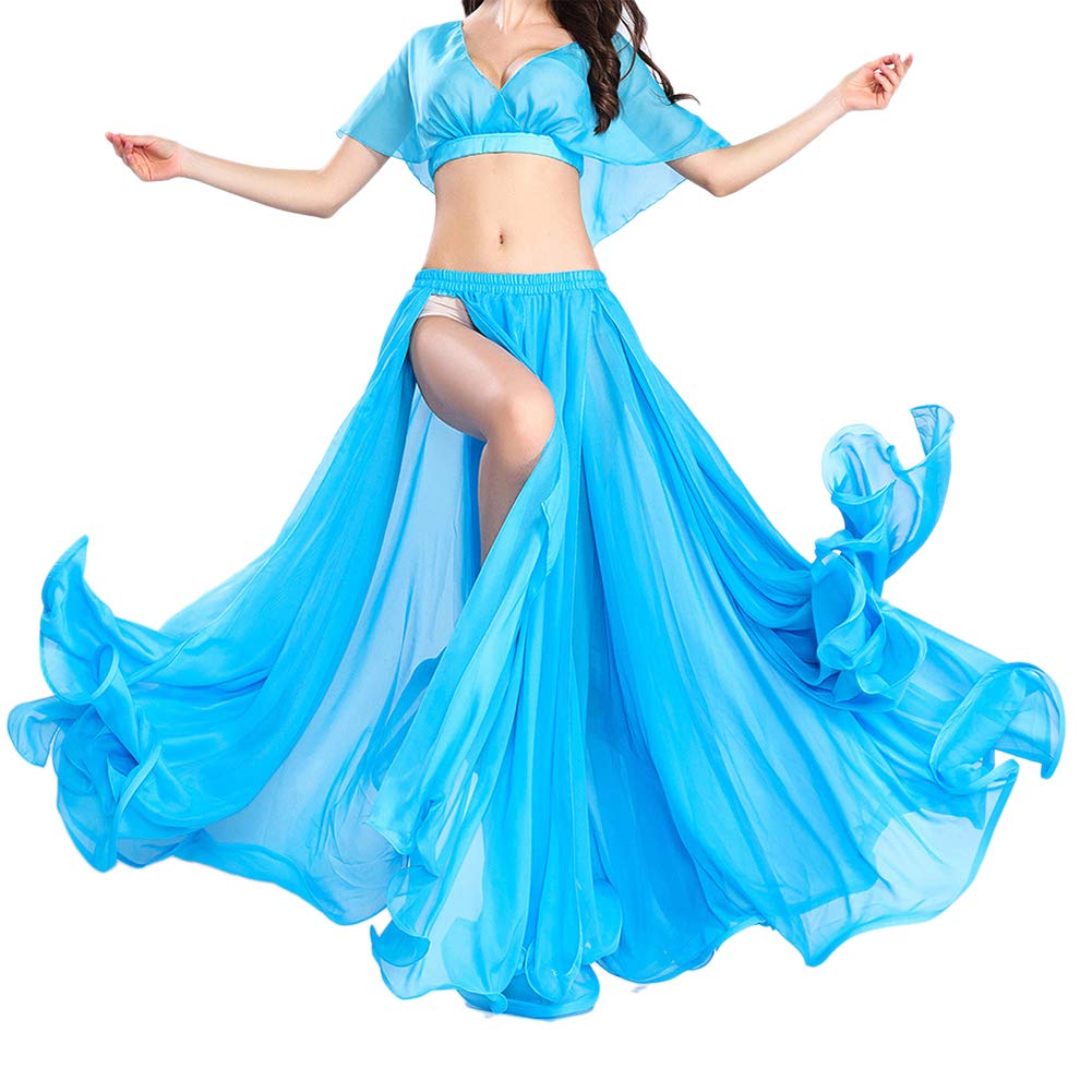 ROYAL SMEELA Chiffon-Bauchtanzrock, Schlitz, langer Bauchtanzrock, Tribal-Bauchtanz-Röcke, Bauchtanz-Kostüm für Damen