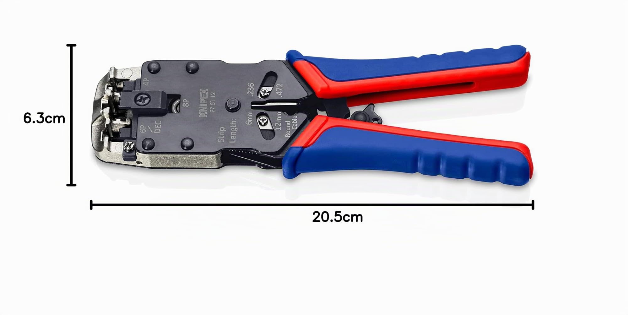 Knipex Pince à sertir pour fiches Western avec poignées multimatières 200 mm, 97 51 12