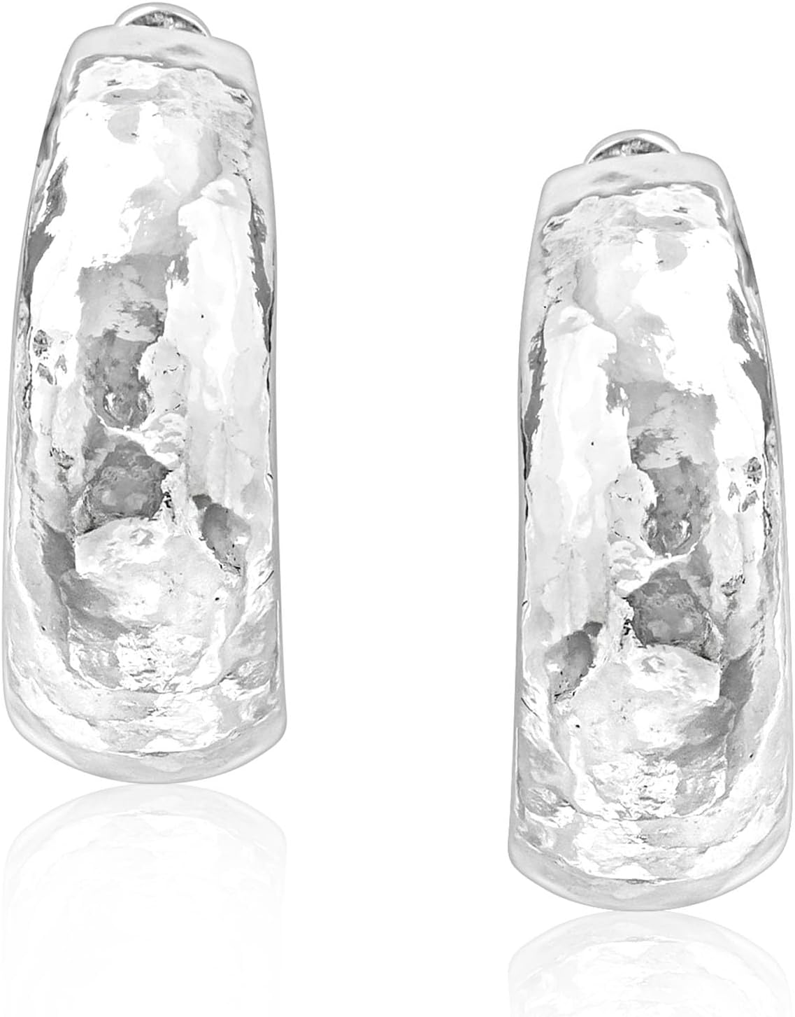 JEAN RACHEL JEWELRY 925 Sterling Silver Hoop Earrings for Women – Small Hammered Dome Hoop – Hypoallergenic, Lead & Nickel Free Chunky Hoops