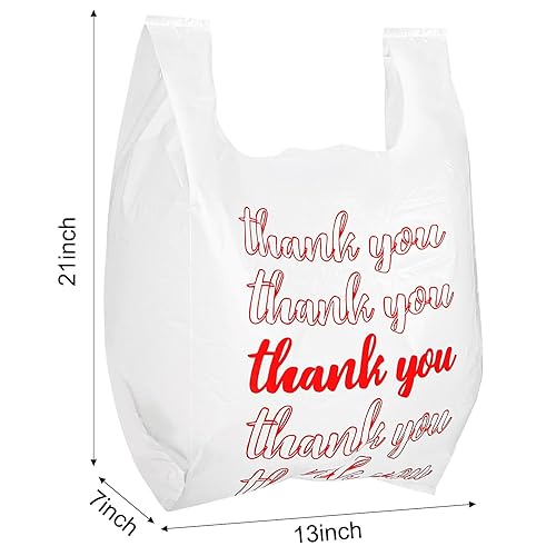 Miniatura 2 de Lawei 500 bolsas de agradecimiento reutilizables para comestibles, bolsas de plástico de 13 x 7 x 21 pulgadas para compras, restaurantes, catering