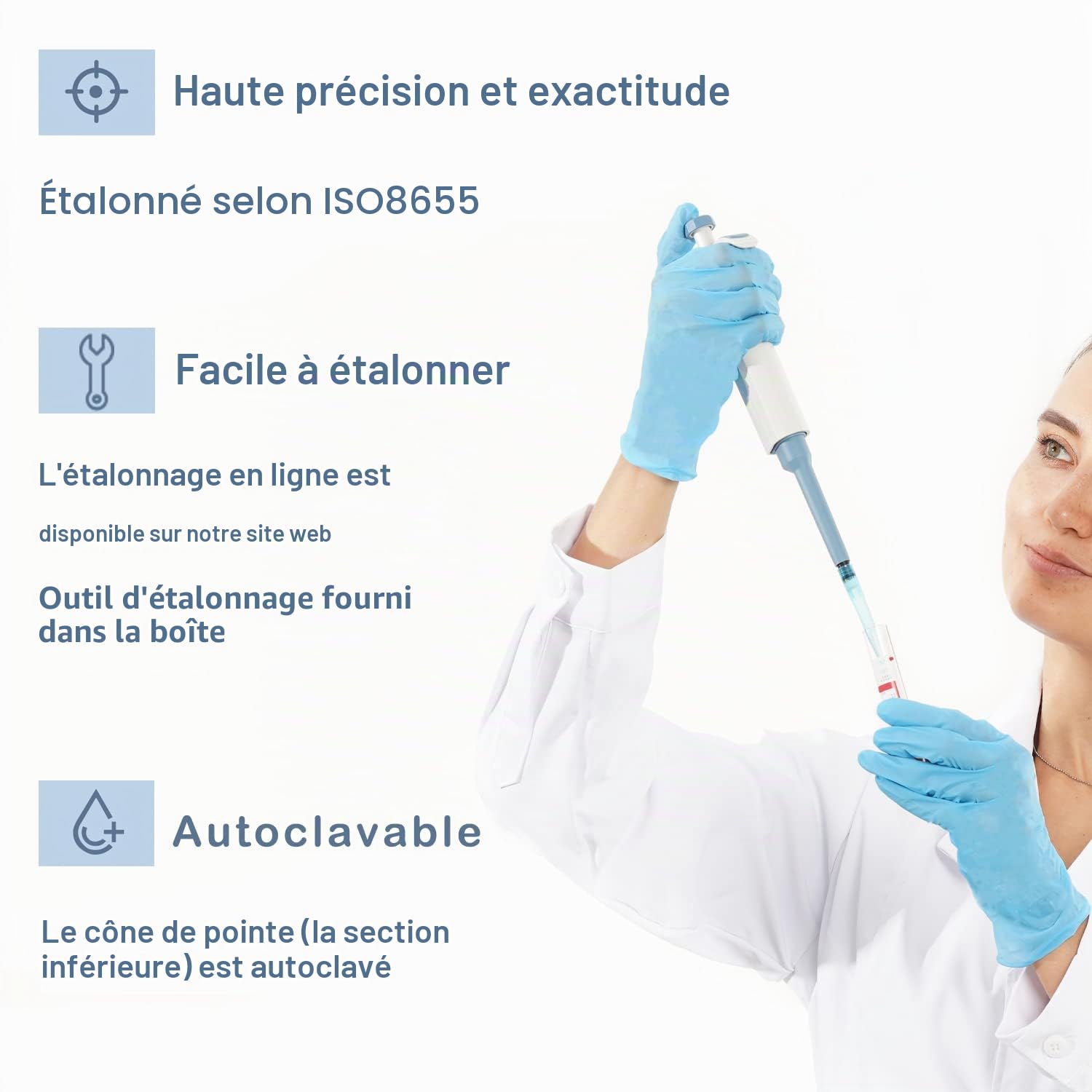 Micropipette de laboratoire ONiLAB 2-10ML, pipette à canal unique, pipette à volume réglable, micro pipettes, pipette haute précision, autoclavable…