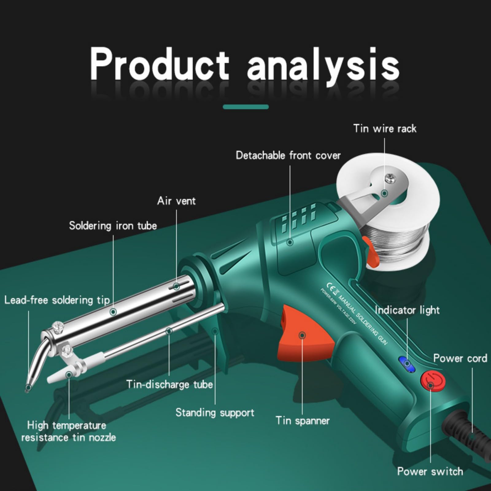 Soldador Láser Industrial Con Calefacción Interna | Kit De Pistola De Hierro De Soldadura Multifunción 6 En 1-herramienta De Soldadura Portátil Para Uso De Metalurgia,Diario E Industrial(Color:verde)