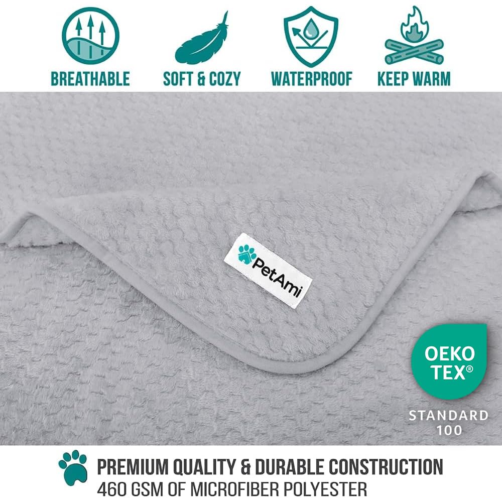 PetAmi Manta Impermeable para Perro, Manta para Mascotas XL a Prueba de Fugas para Perros Grandes, Protector de Funda de sofá, Funda de sofá de Forro Polar para Gatos, Perrera, Reversible, Lavable,
