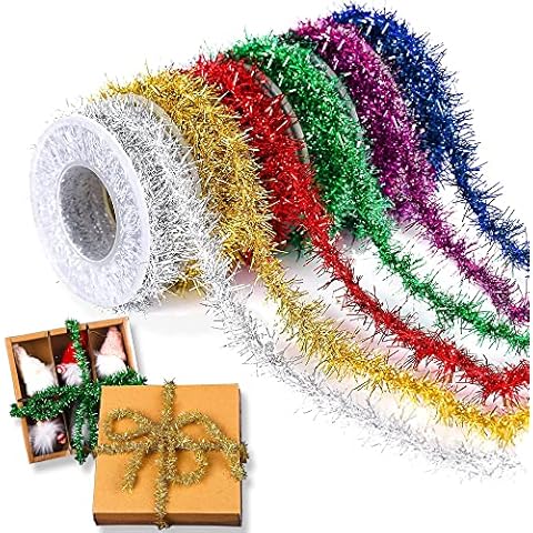 6PCSMetallisch Lametta Girlande,Weihnachtsbaum Lametta Girlande,Mater Lametta Girlande,Weihnachten Lametta Cover