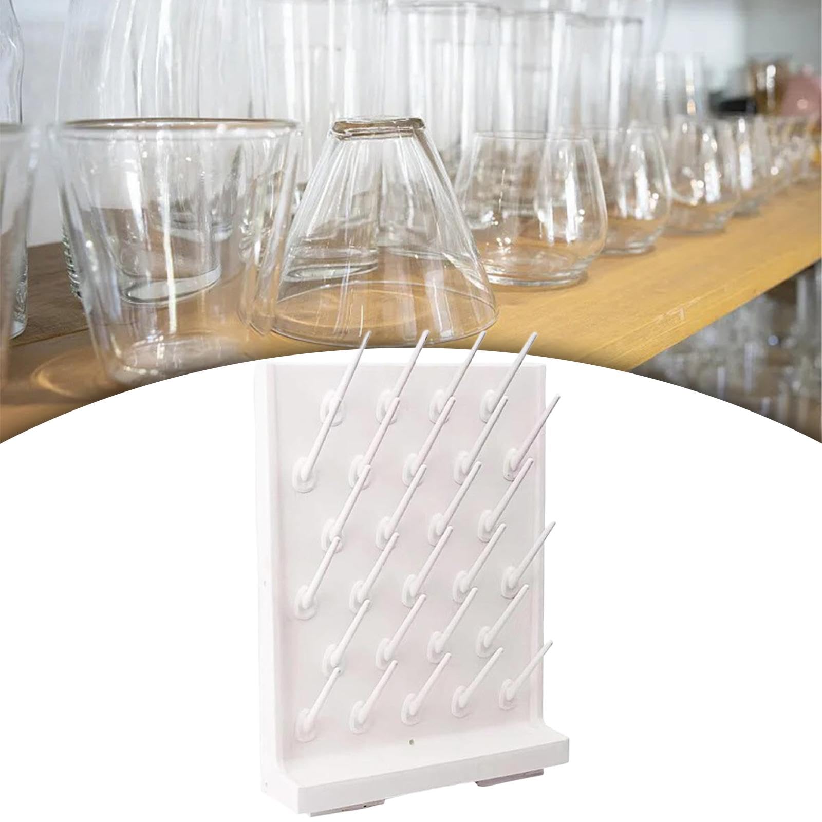 Sharplace Trockengestell für Labor, mit 27 abnehmbaren Stiften, PP-Material, Mehrzweck-Wandmontage oder freistehendes Zubehör, tragbar, 12 x 40 x 55 cm, Weiß