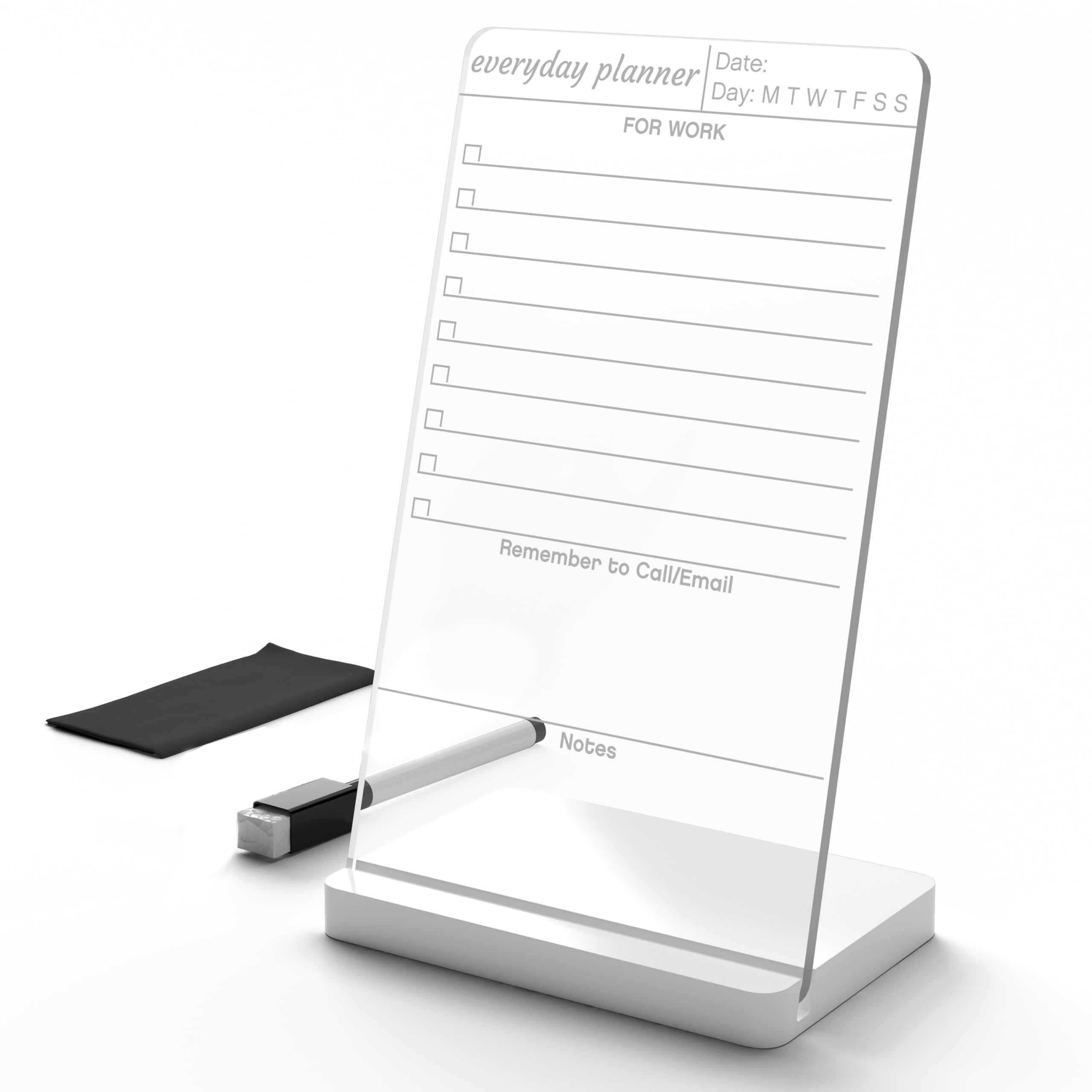 3 Lines to Do List Acrylic Board for Desk (20x12 CM) | Best Planner & Organiser | White Acrylic Base | with Marker & Cleaning Fabric | Everyday Planner for Work Transparent | Small Size