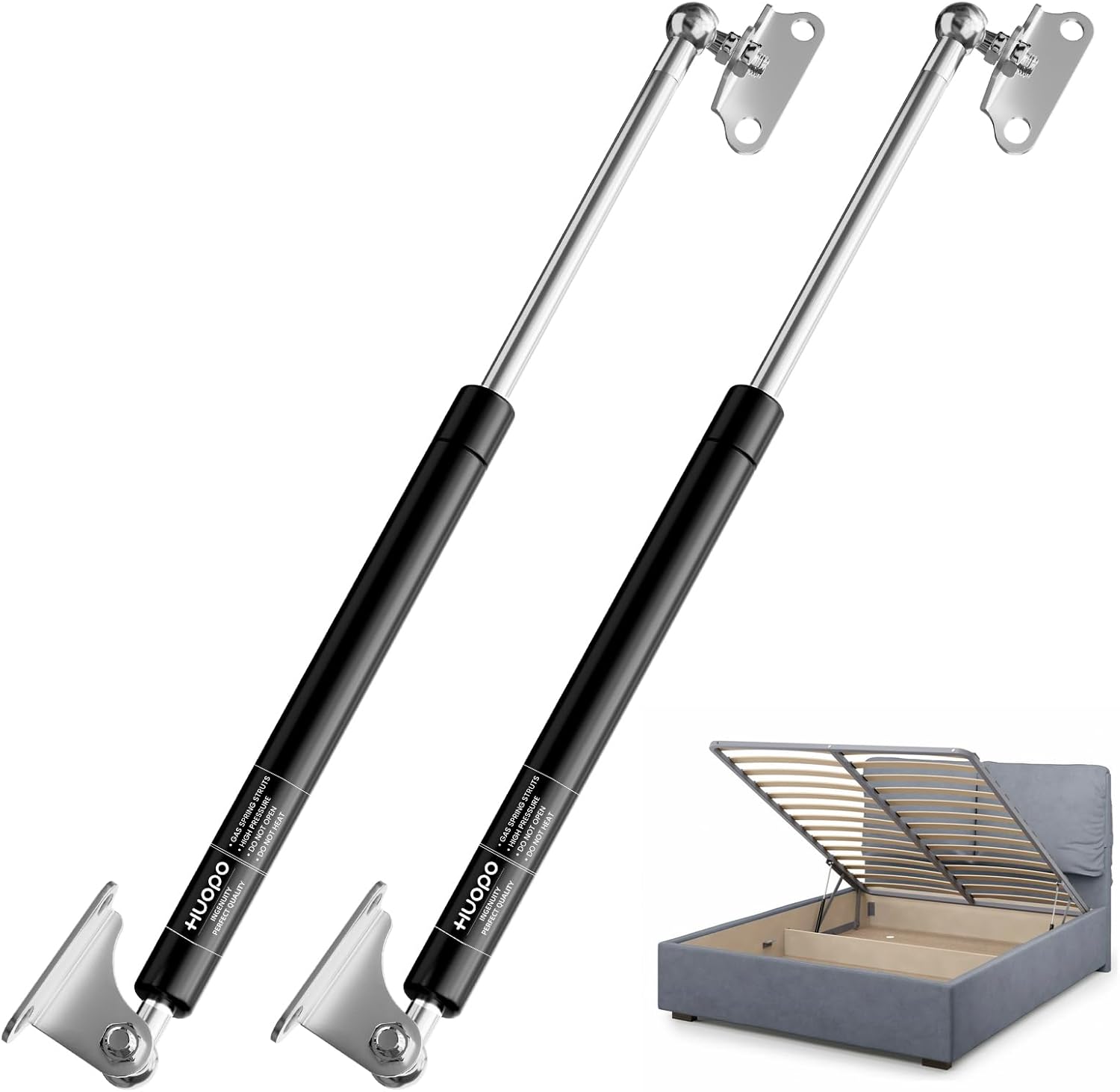 HUOPO 20 inch Gas Struts for Heavy Lid, 180lb/801N Lift Support Strut for RV Bed, Boat Hatch, Cabinet Door, Tool Box, Outdoor Window, Heavy Duty Shocks Spring with Mounting Brackets, 2 Pcs 20 inch 180lb/801N