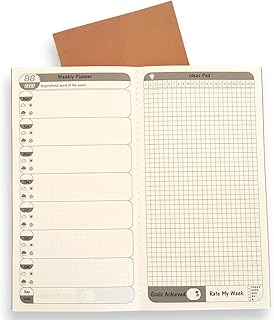 Travelers Notebook Inserts - 2 Pack, 26 Weeks Per Book, Free Diary Weekly Planner Refills With 6 Monthly Summary, To Do List Calendar For Standard Regular TN Journal Size 8.5" x 4.75" (21 x 11 cm)