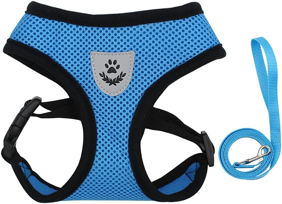 Dog Puppy Harness and Leash Set Adjustable Reflective Soft Mesh Breathable Dog Harness Set for Small to Medium Dogs Cats and Puppies…