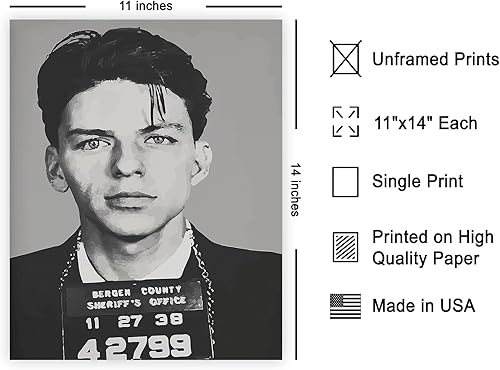 Miniatura 2 de Poster Master Póster vintage de F. Sinatra - Impresión retro de Mugshot - Arte de celebridades - Regalo para hombres, músicos, fanáticos del cine -