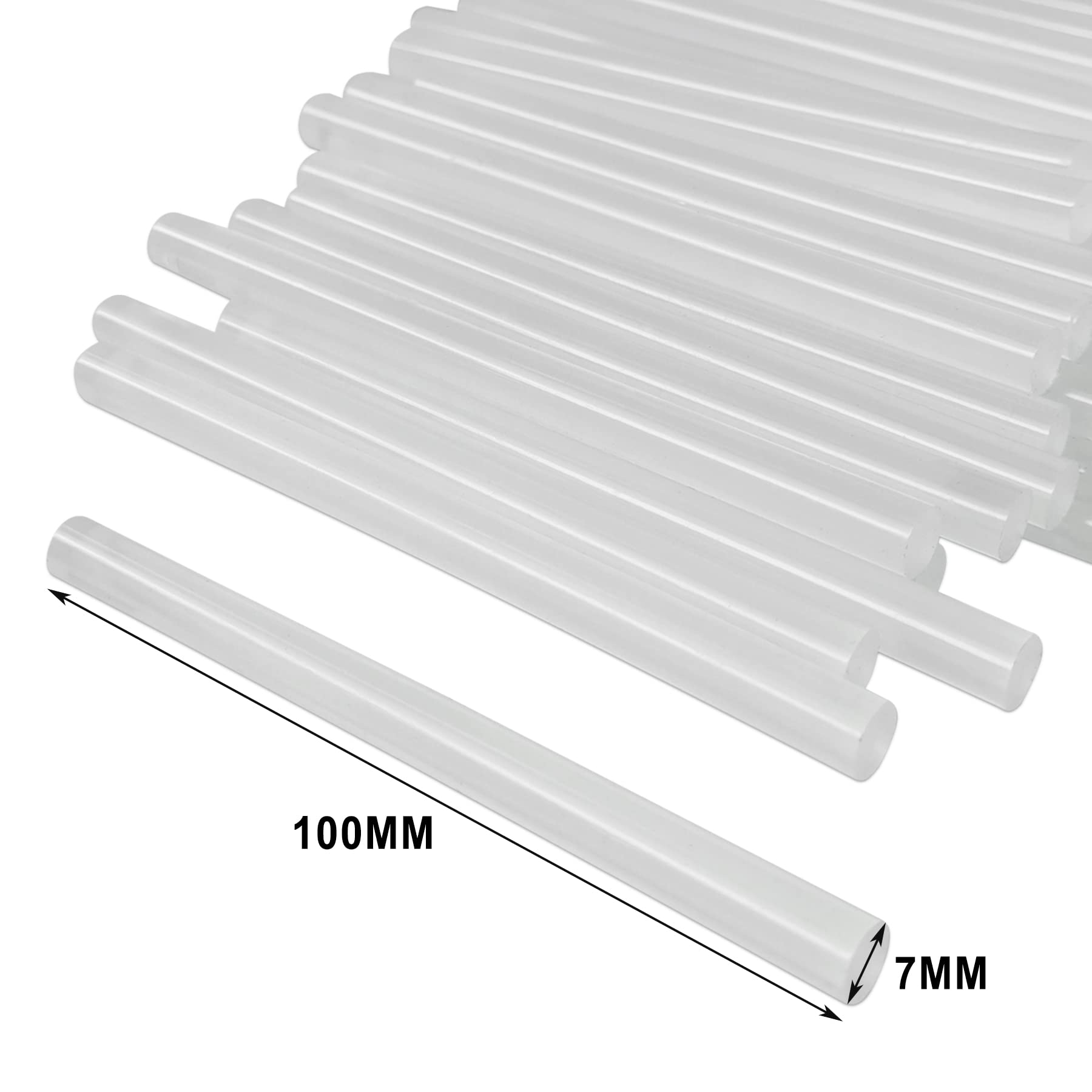 50 Pezzi Bastoni di Colla a Caldo 7x100mm Trasparenti Adesivo per 7mm Pistola per Colla a Caldo