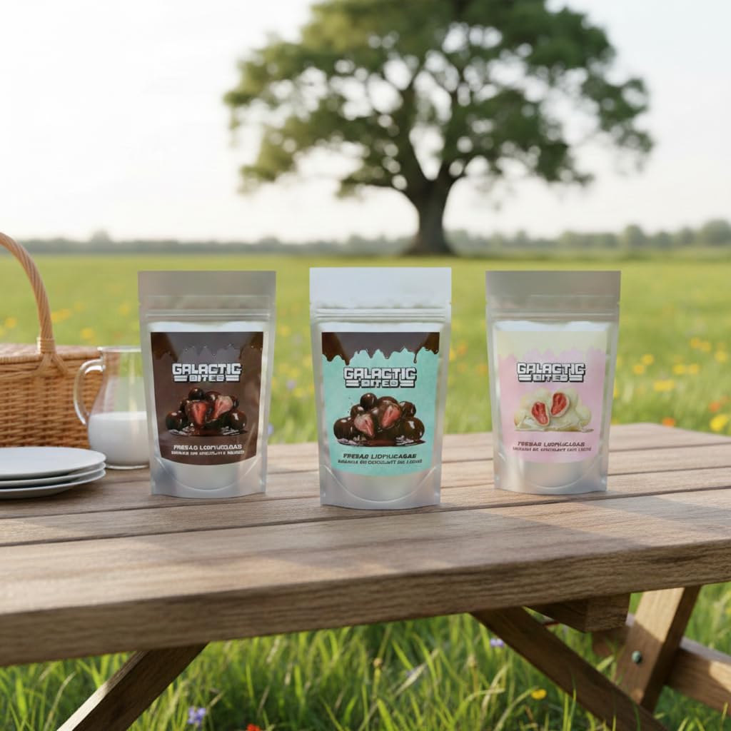 Pack de 3 Bolsas de Fresas Liofilizadas Bañadas en Chocolate Blanco, Leche y Negro – 80g | Fruta Crujiente Natural, Sin Gluten | Perfectas para Regalar o Disfrutar como Snack Gourmet