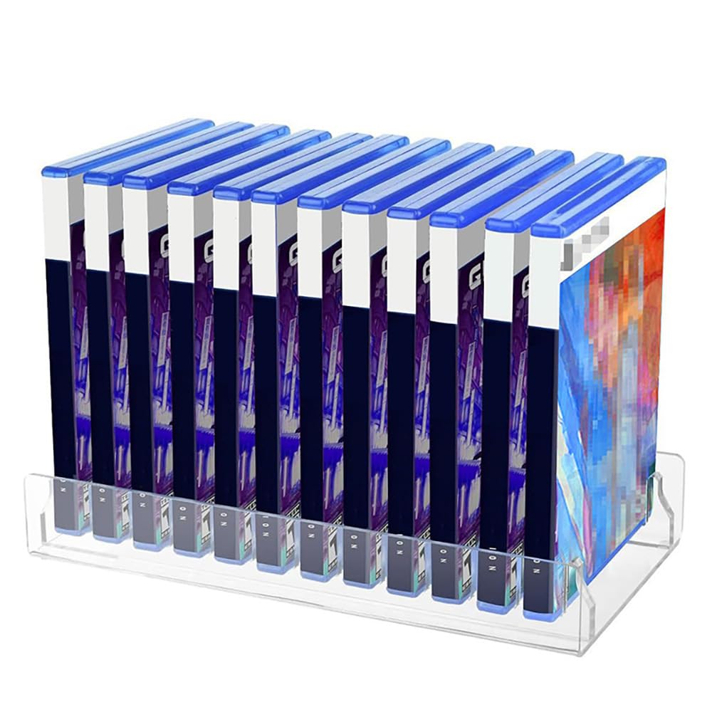 Générique Support de rangement de jeux vidéo en acrylique pour PS5 PRO, support de rangement de boîtes de cartes de jeux, support de rangement de CD pour 12 boîtes de jeux (transparent) (Blanc)