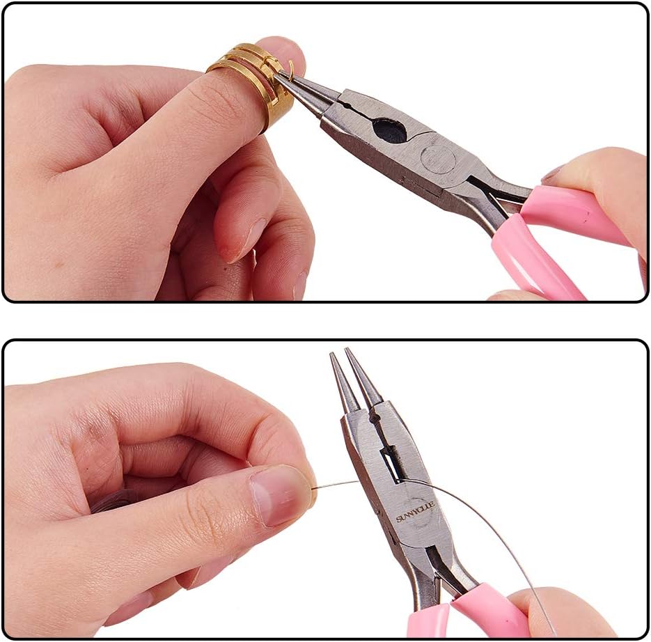 SUNNYCLUE 4.5 Inch Round Nose Pliers Wire Cutter 4-in-1 Mini Precision Pliers Wire Bending Side Cutter Tools for DIY Jewelry Making Pink - Image 6
