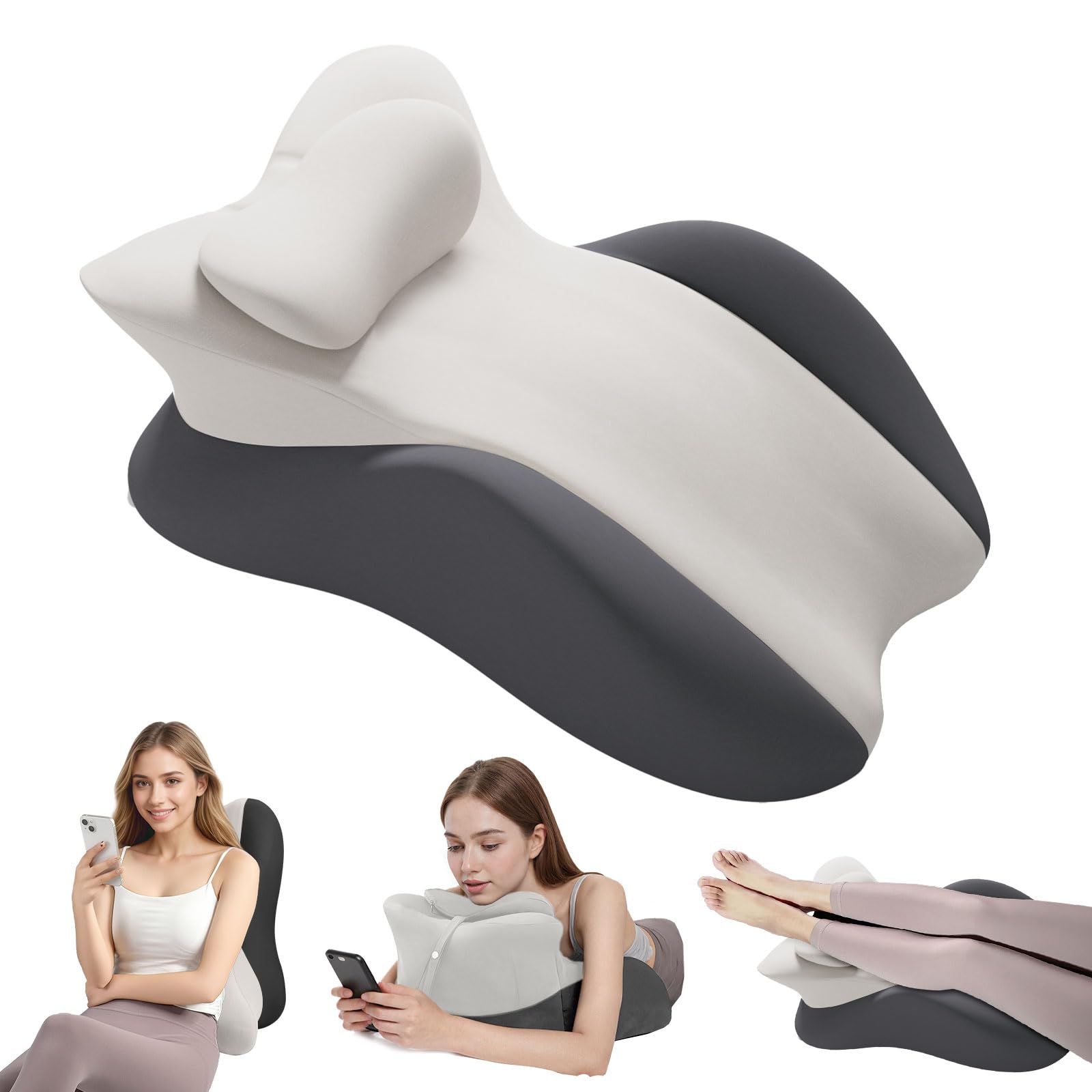 Mingfuxin Memory Foam Body Pillow, Multi-Positional Wedge Pillows for Sitting Up in Bed Adults, Ergonomic Prone Reading Pillows with Removable Cover for Reading, Acid Reflux, Snoring, Leg Elevation